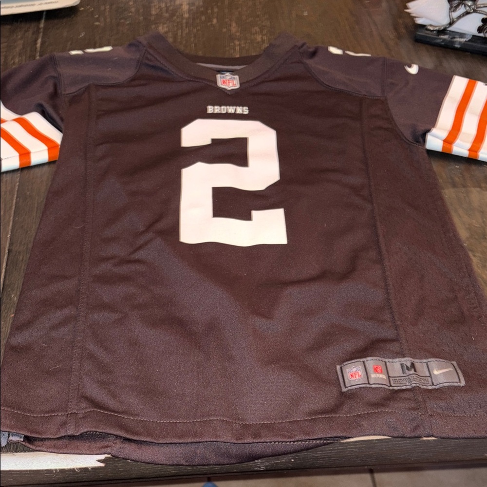 Nike Kids Brown and White 2 Manziel Football Jersey